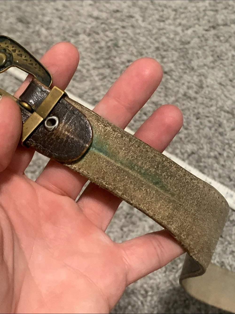 Vintage Brown Distressed Leather Belt with Brass Buckle